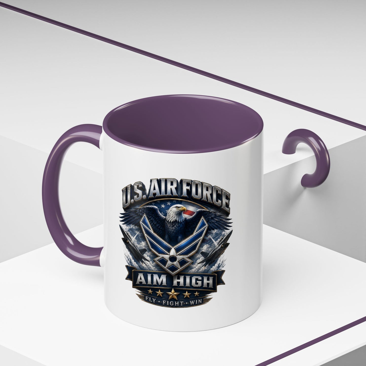 U.S. Air Force Accent Coffee Mug — Aim High Eagle Design (11/15 oz)