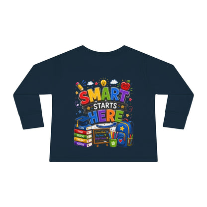 Smart Starts Here Toddler Long Sleeve Tee — Back-to-School Kids Shirt