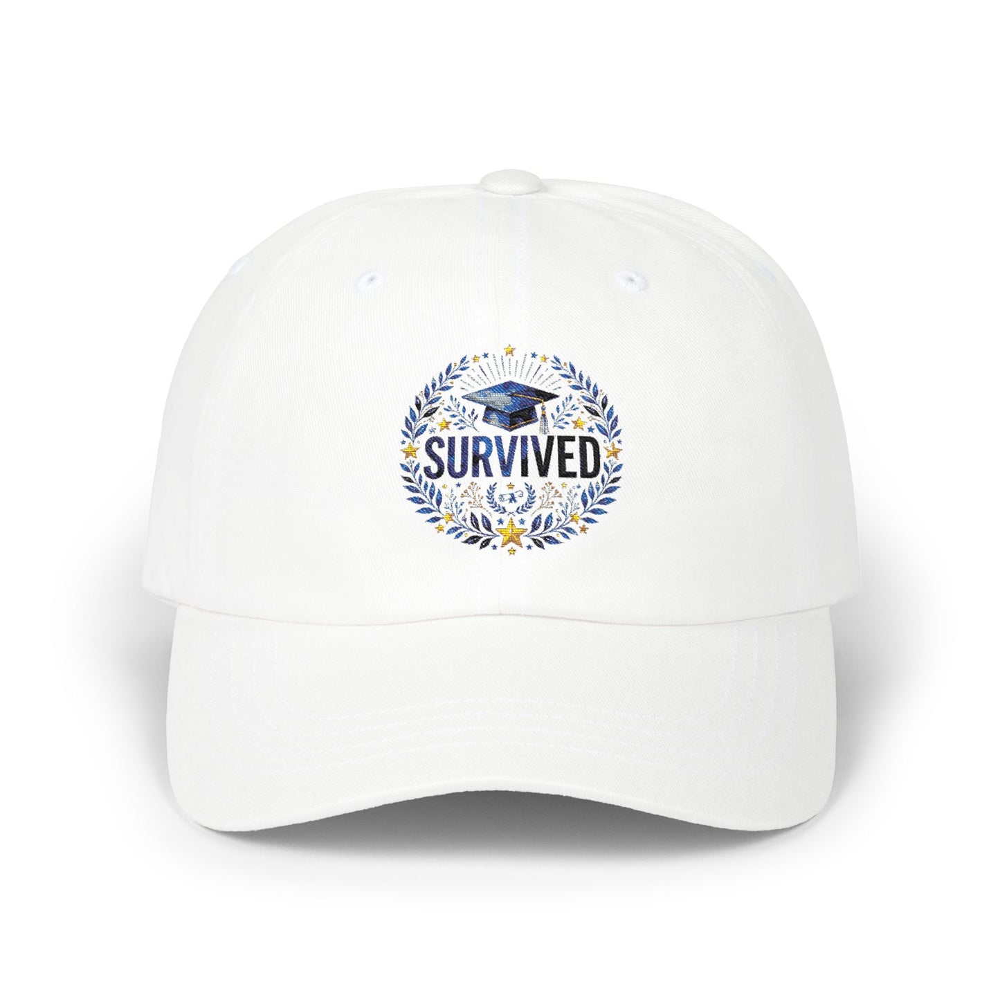 Survived Floral Crest Dad Cap – Inspirational Embroidered Baseball Hat