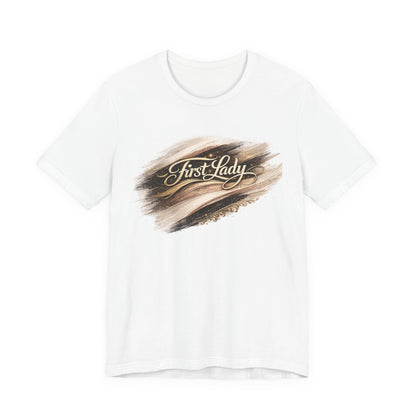 First Lady Brushstroke Tee — Elegant Script Graphic T‑Shirt