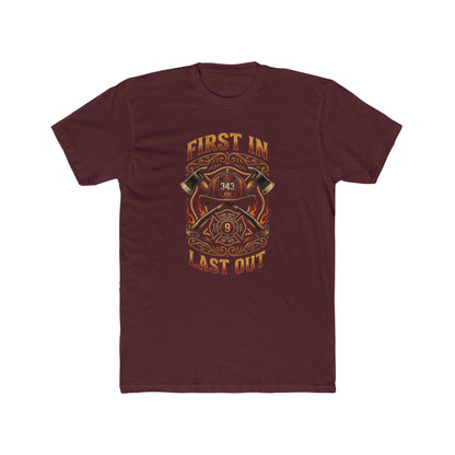 Firefighter T‑Shirt - "First In Last Out" Vintage Firefighter Crew Tee