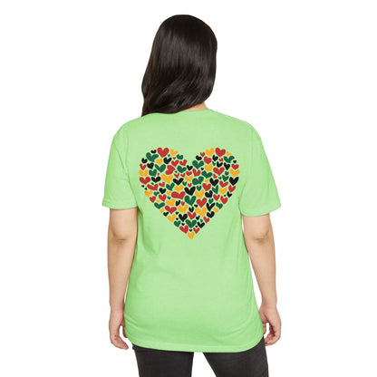 Heart Pattern T-Shirt — Colorful Hand-Drawn Hearts Graphic Tee
