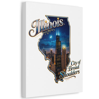 Illinois Canvas Wall Art — "City of Broad Shoulders" Chicago Skyline Stretched Canvas