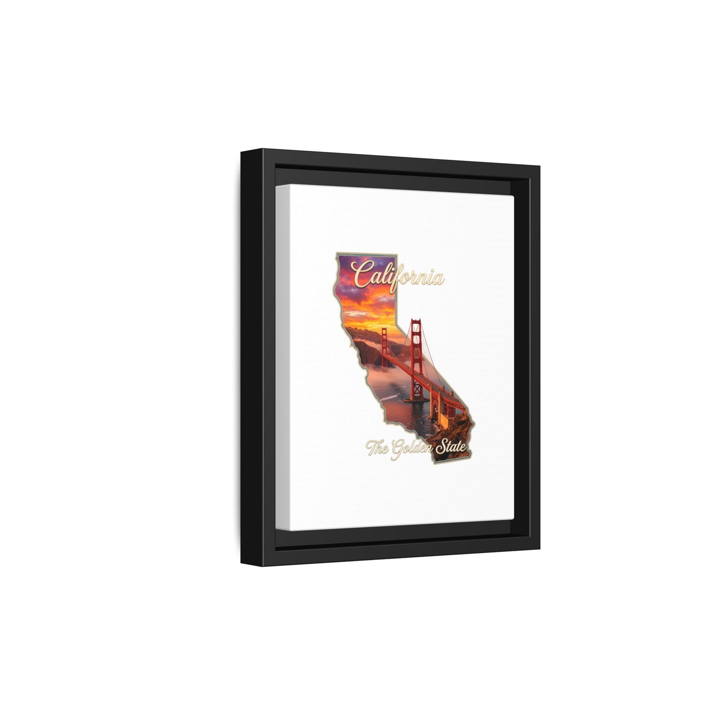California Golden Gate Map Matte Canvas Print (Framed)