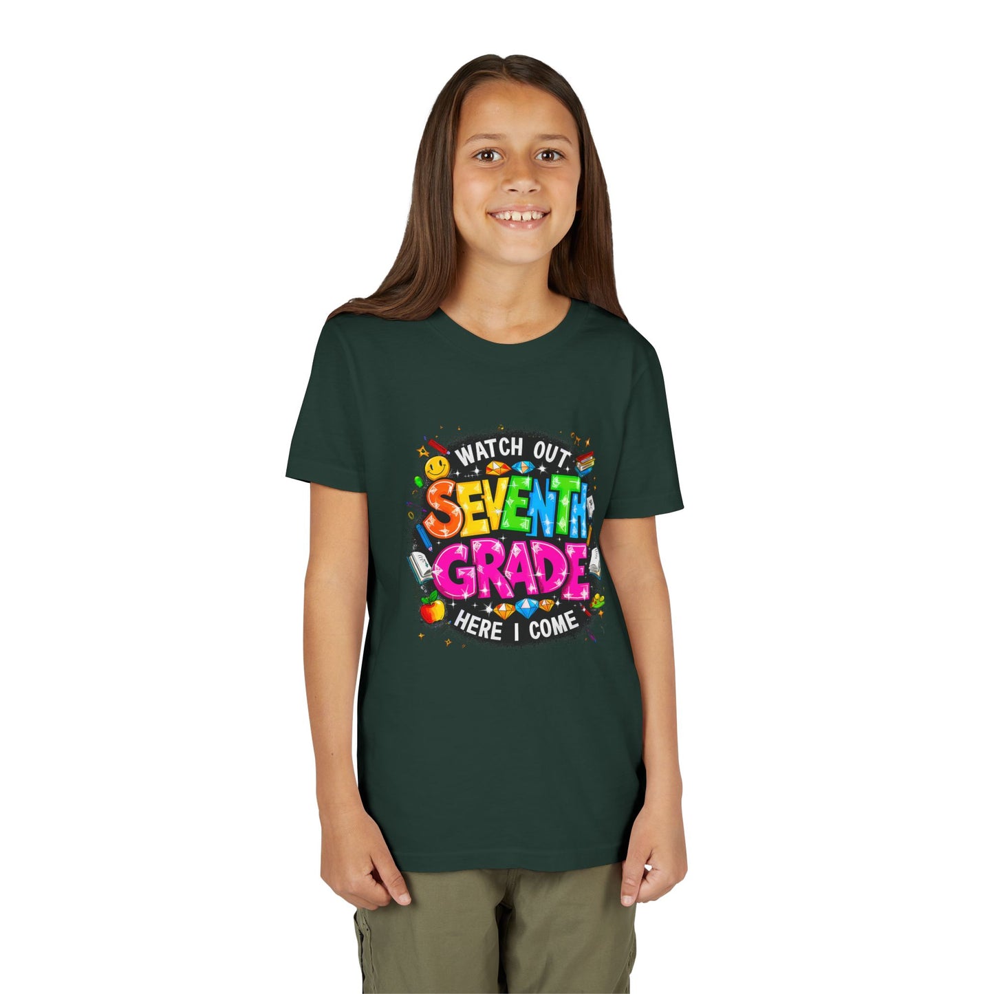 Seventh Grade Kids T‑Shirt — "Watch Out Seventh Grade Here I Come" Back‑to‑School Tee