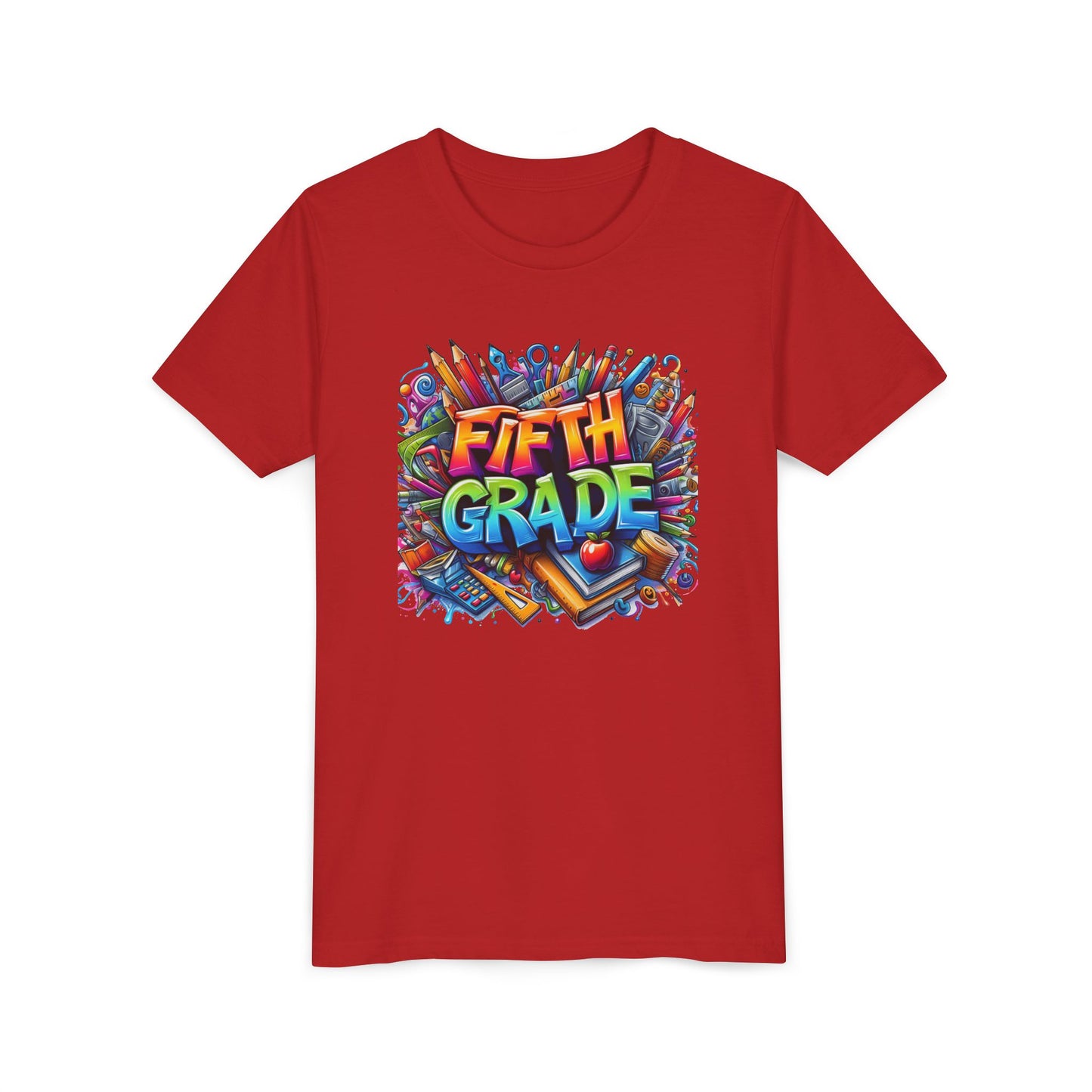 Fifth Grade Kid's Tee - Colorful School Supplies Back to School T-Shirt