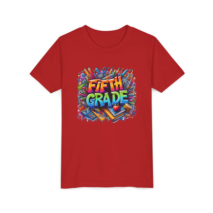 Fifth Grade Kid's Tee - Colorful School Supplies Back to School T-Shirt
