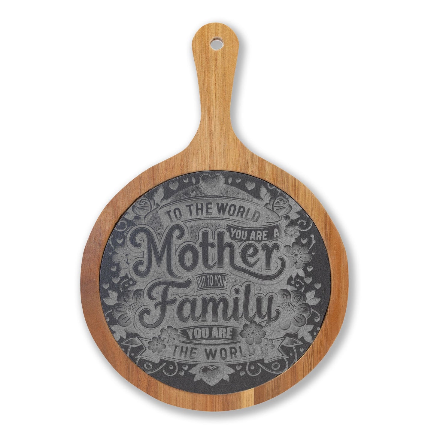 Engraved Charcuterie Board — "To the World You Are a Mother" Serving Set
