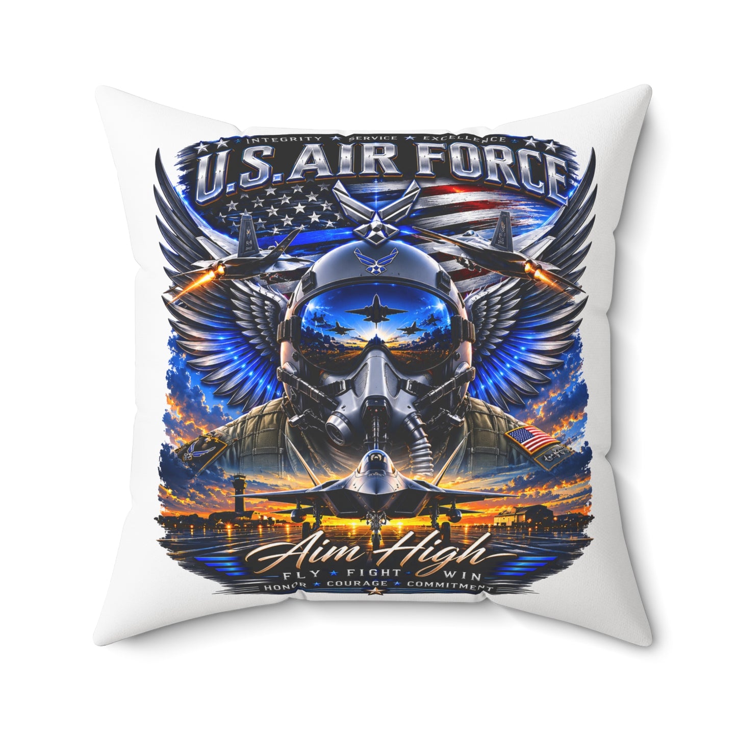 U.S. Air Force 'Aim High' Decorative Pillow — Military Aviation Throw Pillow