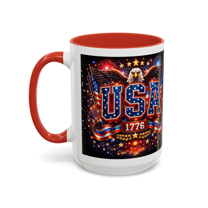 USA Eagle Coffee Mug – Patriotic 1776 Accent Mug (11/15oz)