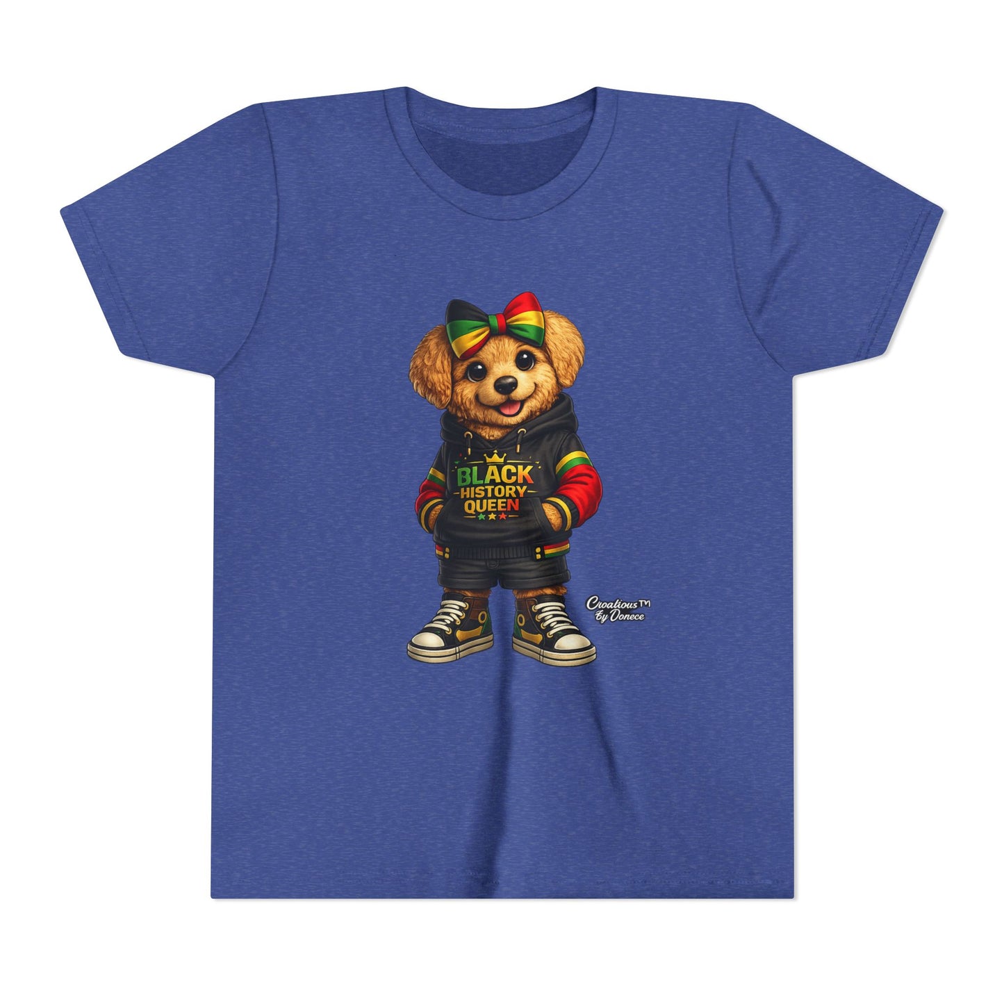 Youth Tee — Black History Queen Bear Graphic T-Shirt