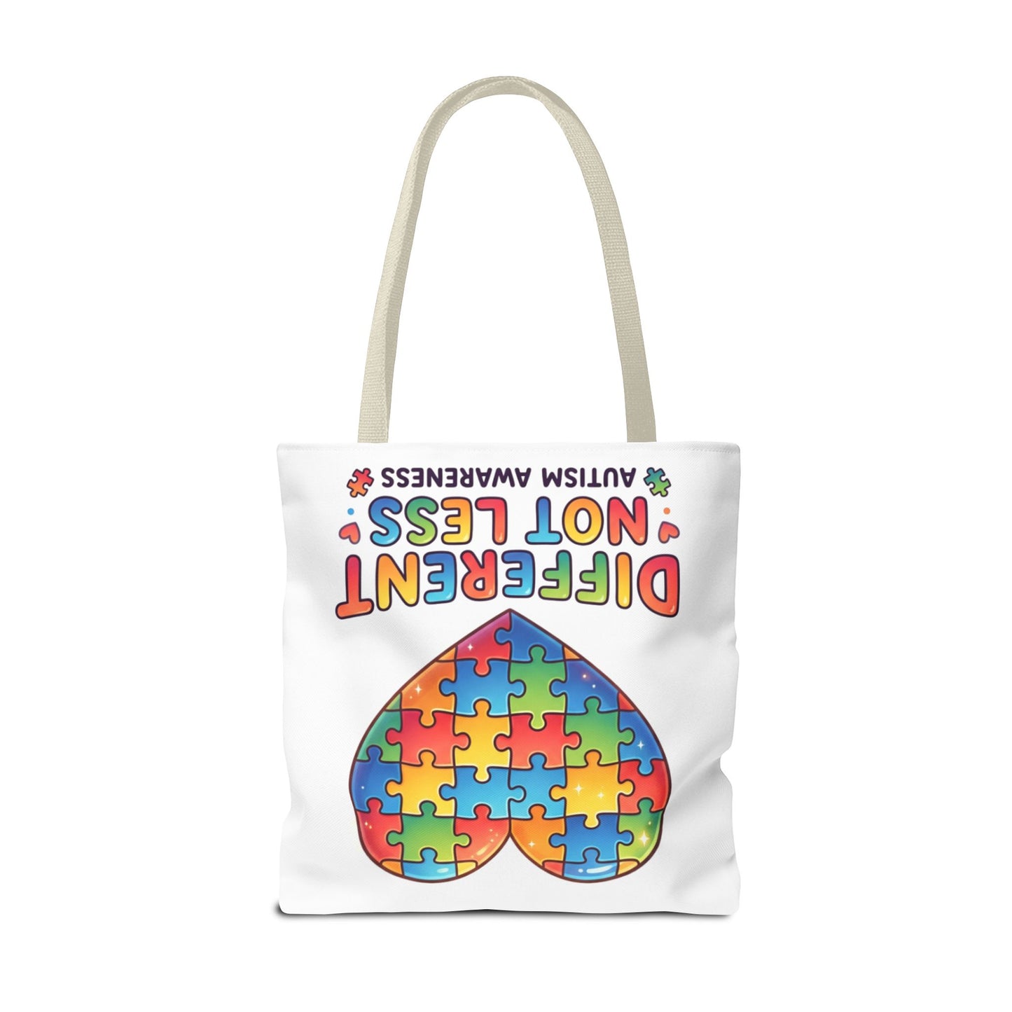 Autism Awareness Tote Bag — "Different Not Less" Puzzle Heart