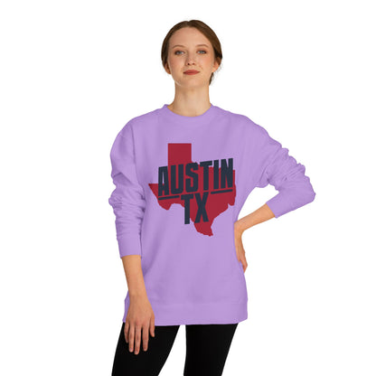 Austin TX Sweatshirt — Red Texas State Graphic Crewneck