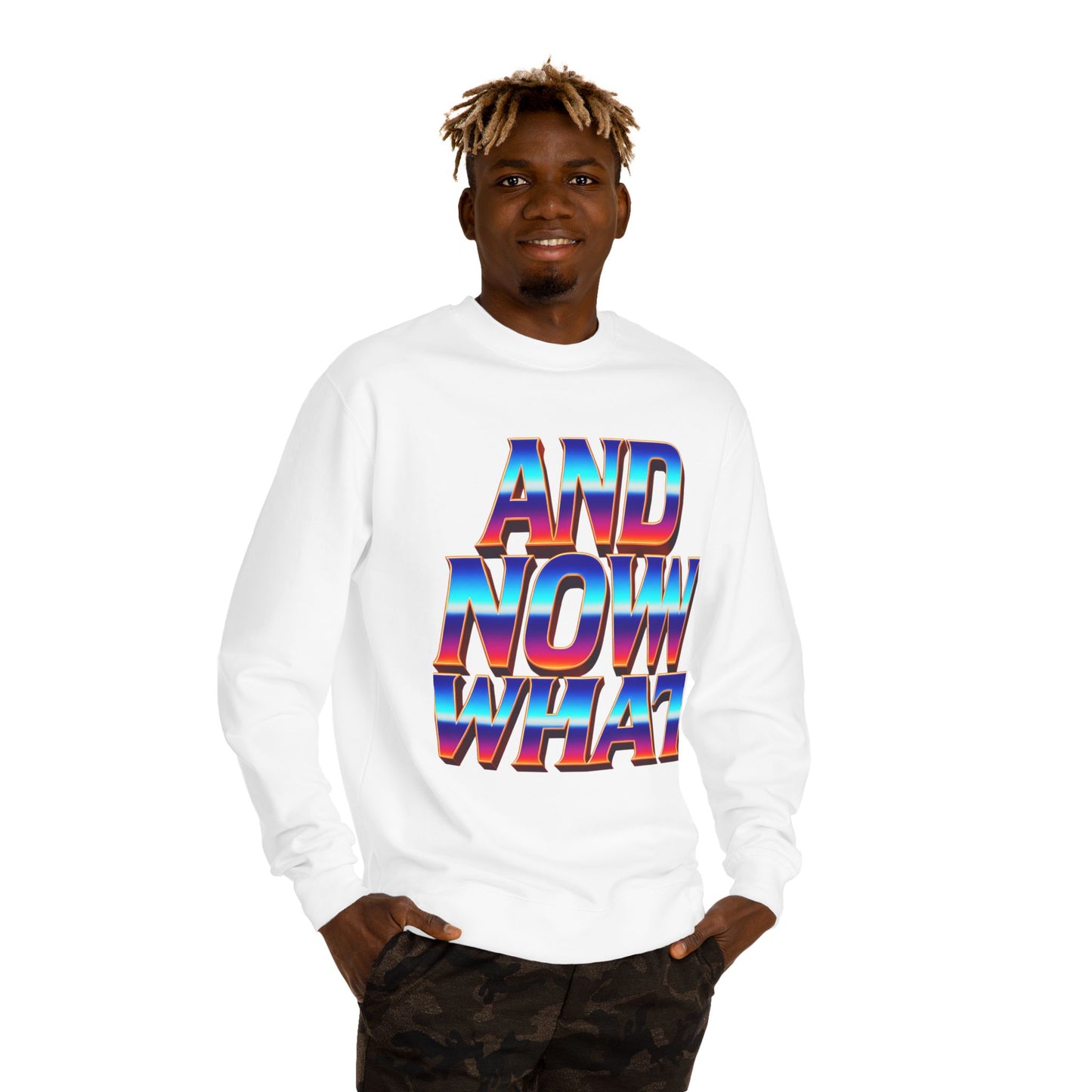 And Now What Sweatshirt — Retro Gradient Statement Crewneck