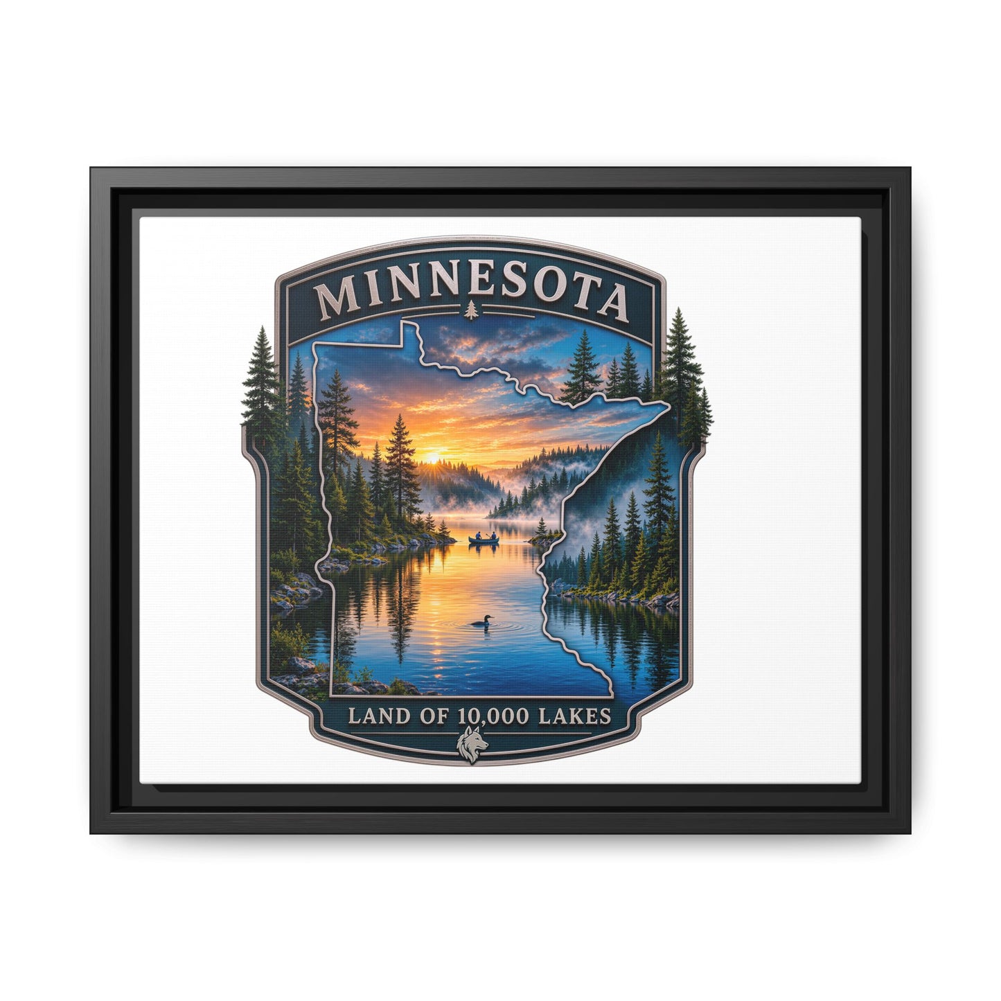 Minnesota Lakes Matte Canvas Print (Framed) — 'Land of 10,000 Lakes' Scenic Wall Art