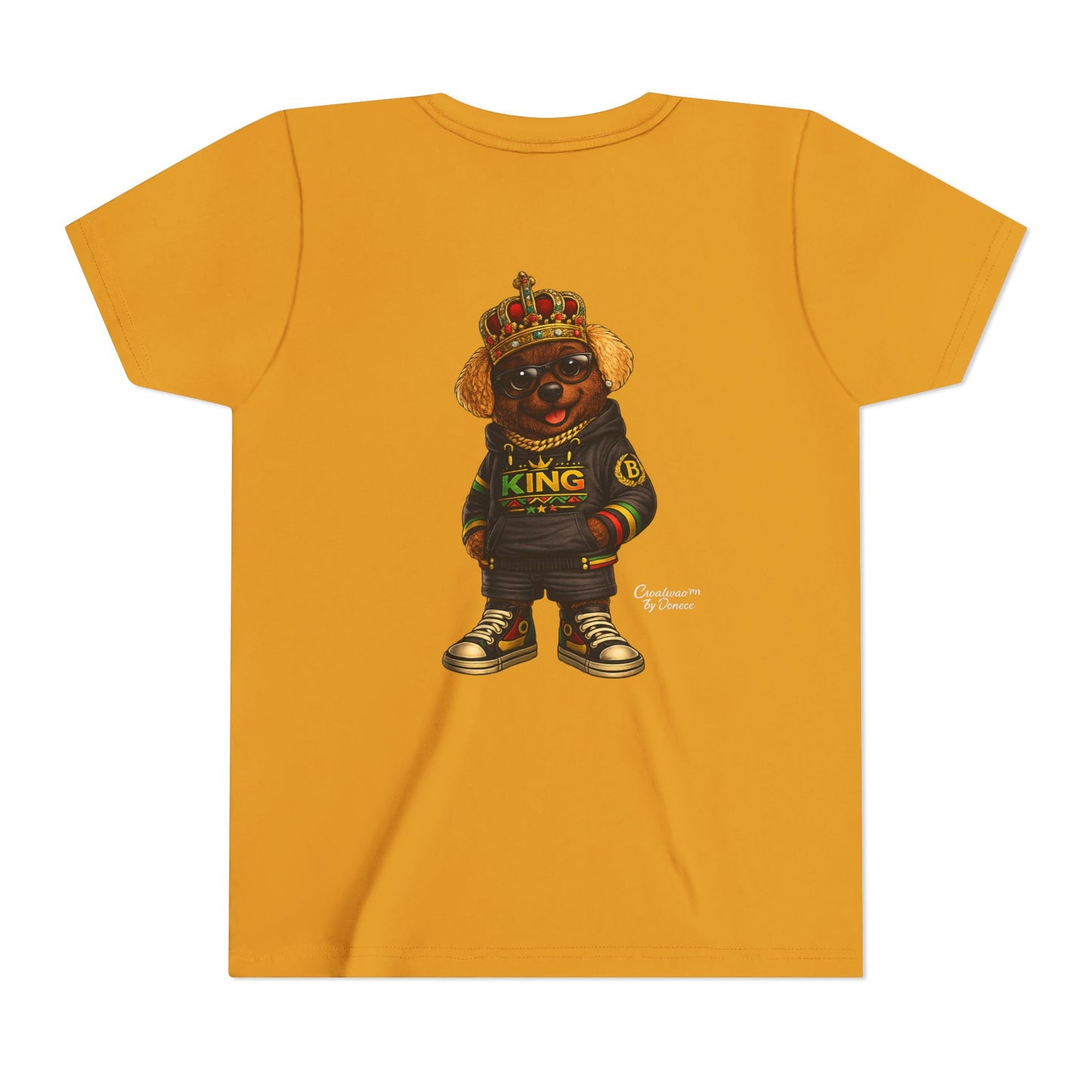 Youth Tee — 'Lil King' Crowned Bear Graphic Shirt