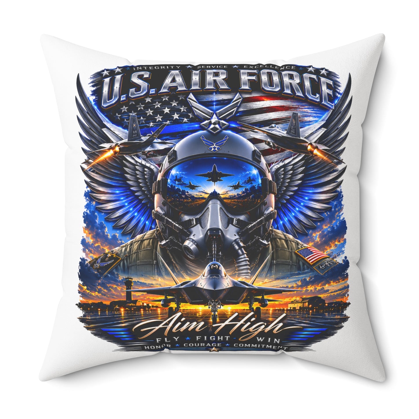 U.S. Air Force 'Aim High' Decorative Pillow — Military Aviation Throw Pillow