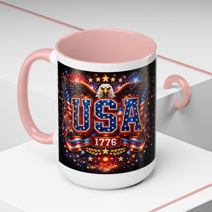 USA Eagle Coffee Mug – Patriotic 1776 Accent Mug (11/15oz)