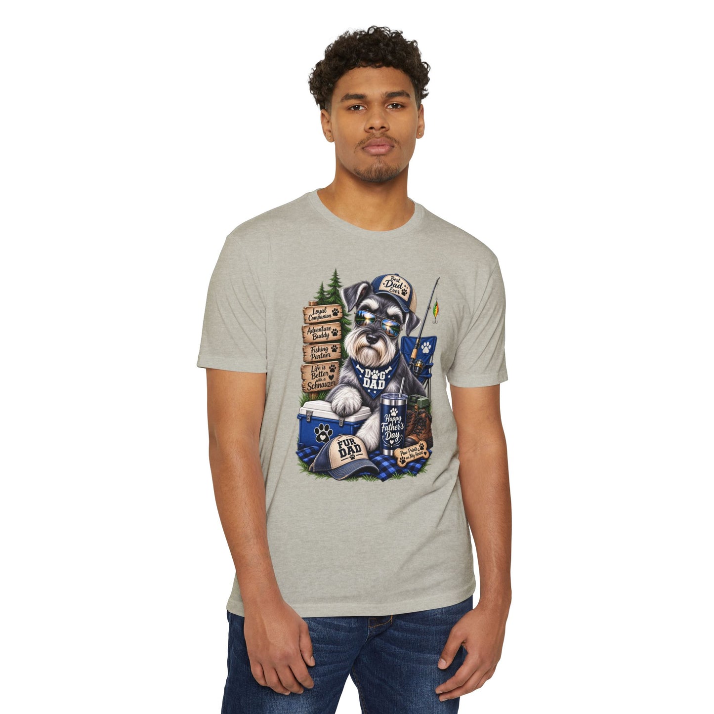 Schnauzer Dad T-Shirt – Fishing & Camping Dad Graphic Tee