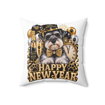 Happy New Year Schnauzer Pillow
