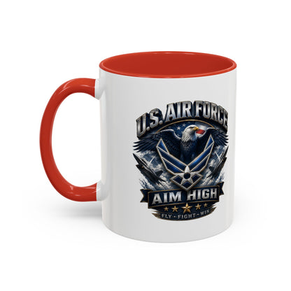 U.S. Air Force Accent Coffee Mug — Aim High Eagle Design (11/15 oz)
