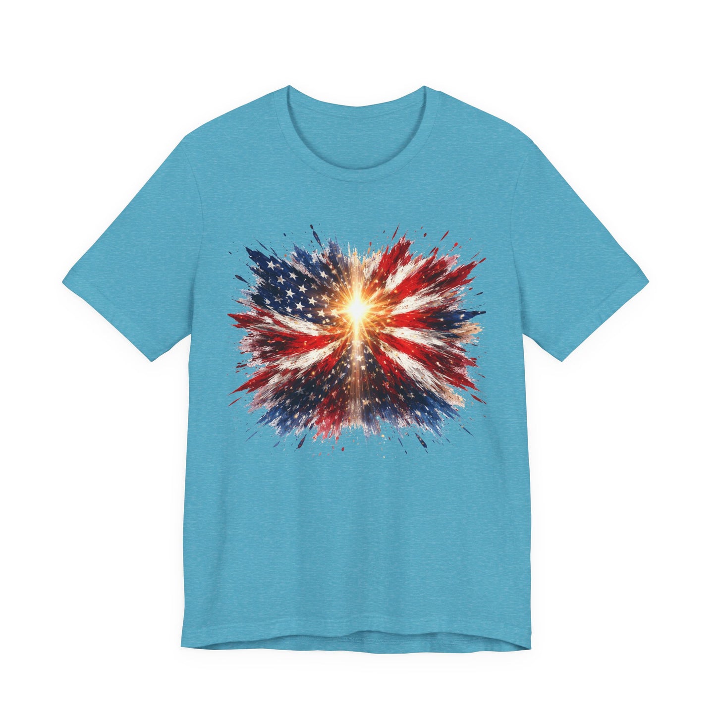 American Flag Explosion T‑Shirt — Patriotic Firework USA Tee