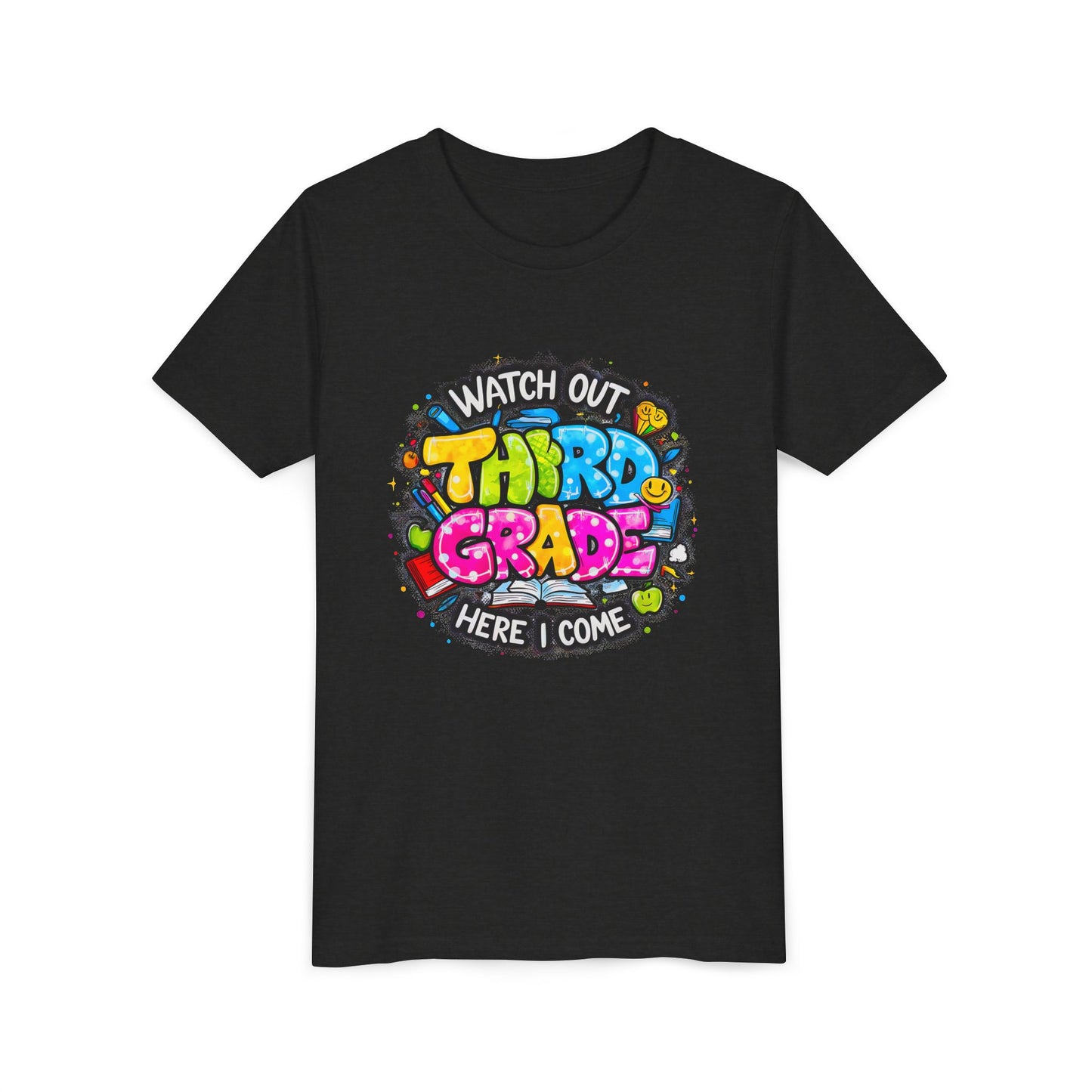 Third Grade Kids T‑Shirt — "Watch Out Third Grade Here I Come" Back-to-School Tee