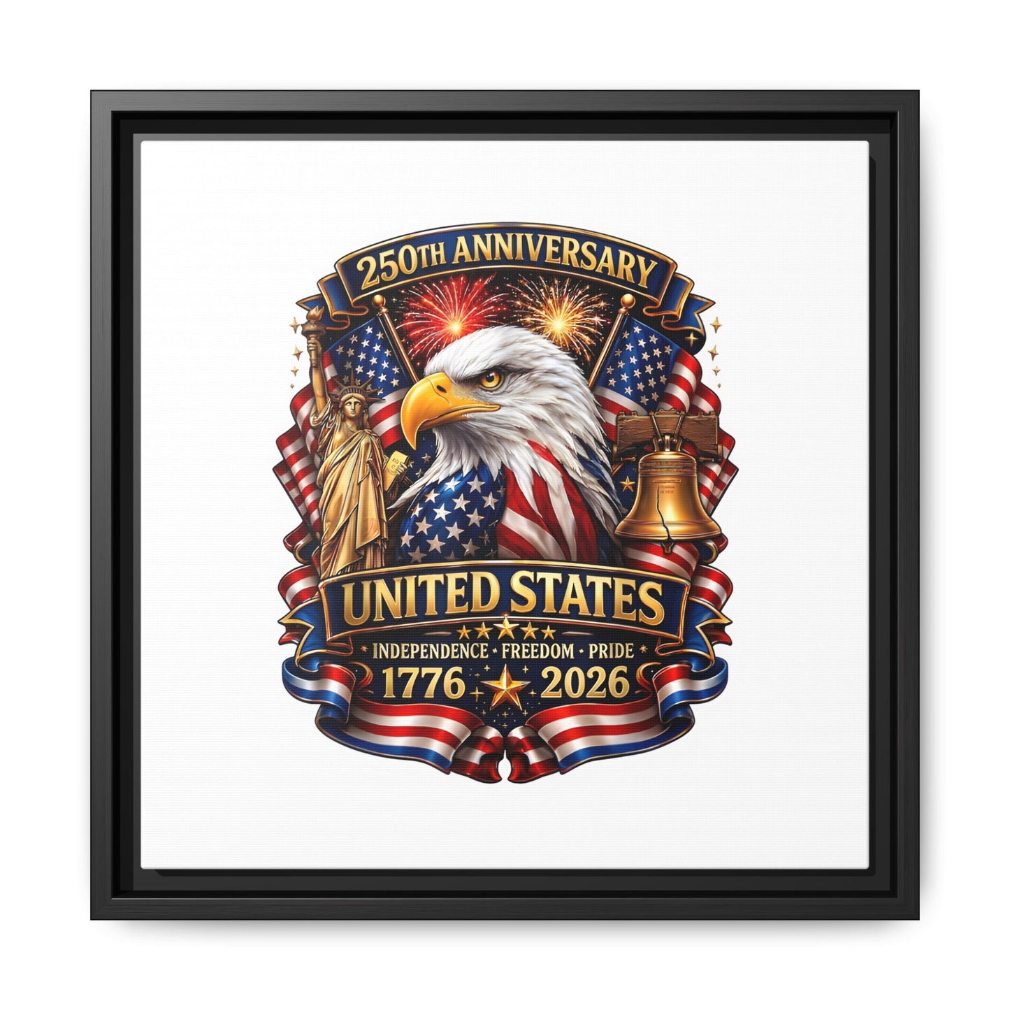 250th Anniversary United States Framed Canvas - Patriotic Eagle 1776–2026