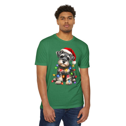 Schnauzer Puppy in Christmas Lights Tee