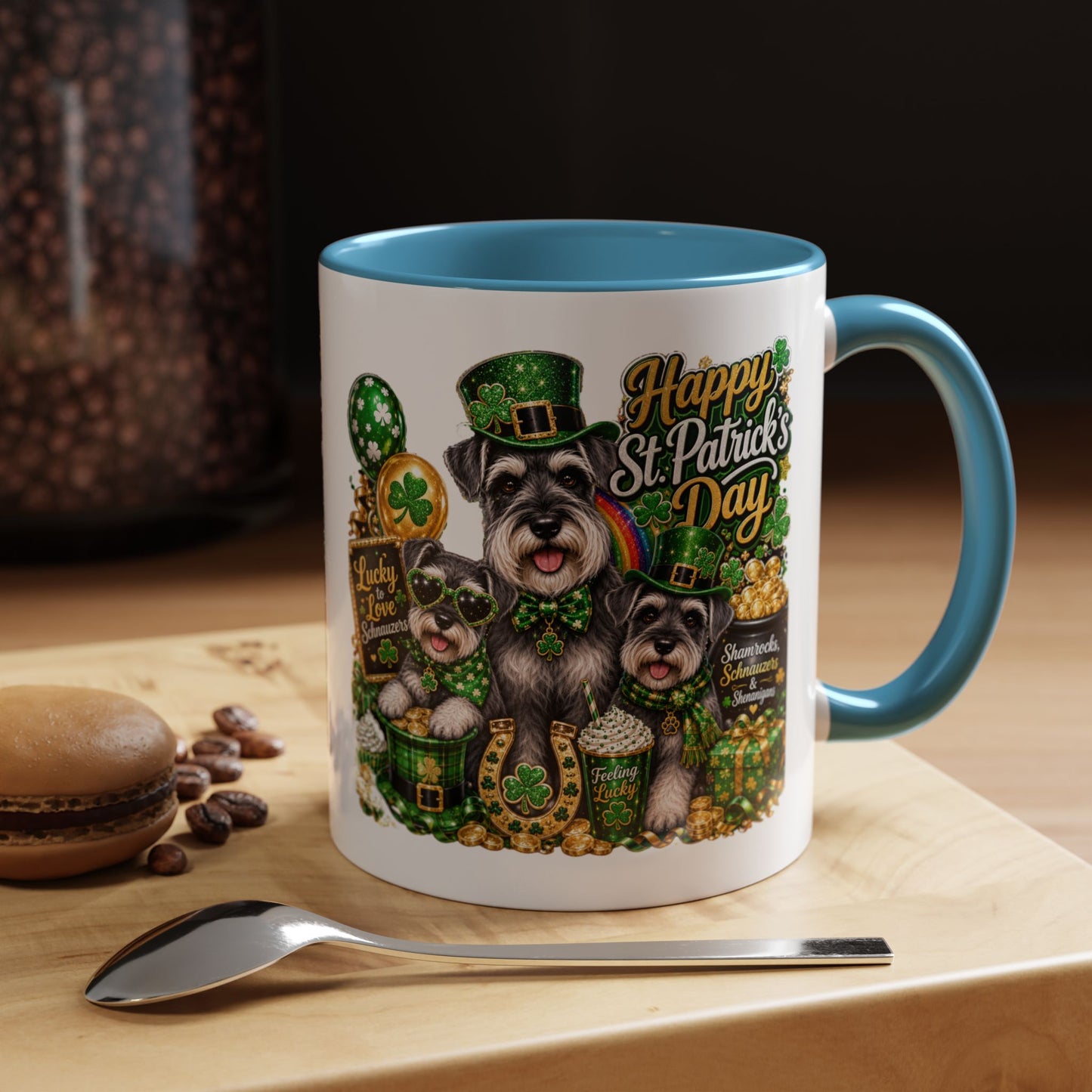 St. Patrick’s Day Dog Coffee Mug — Happy St. Patrick’s Day Accent Mug (11/15oz)