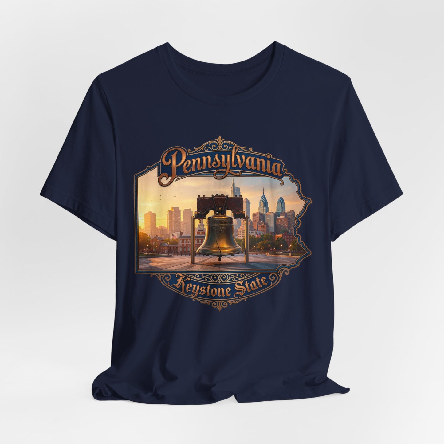 Pennsylvania Keystone State T-Shirt — Liberty Bell & Philadelphia Skyline Tee