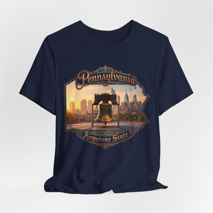 Pennsylvania Keystone State T-Shirt — Liberty Bell & Philadelphia Skyline Tee
