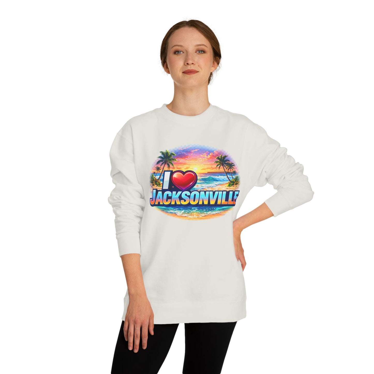 I Love Jacksonville Sweatshirt — Vintage Sunset Beach Crewneck