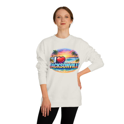 I Love Jacksonville Sweatshirt — Vintage Sunset Beach Crewneck