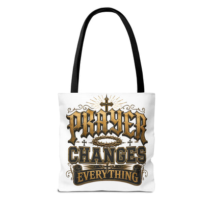 Prayer Changes Everything Tote Bag - Inspirational Christian Canvas Tote