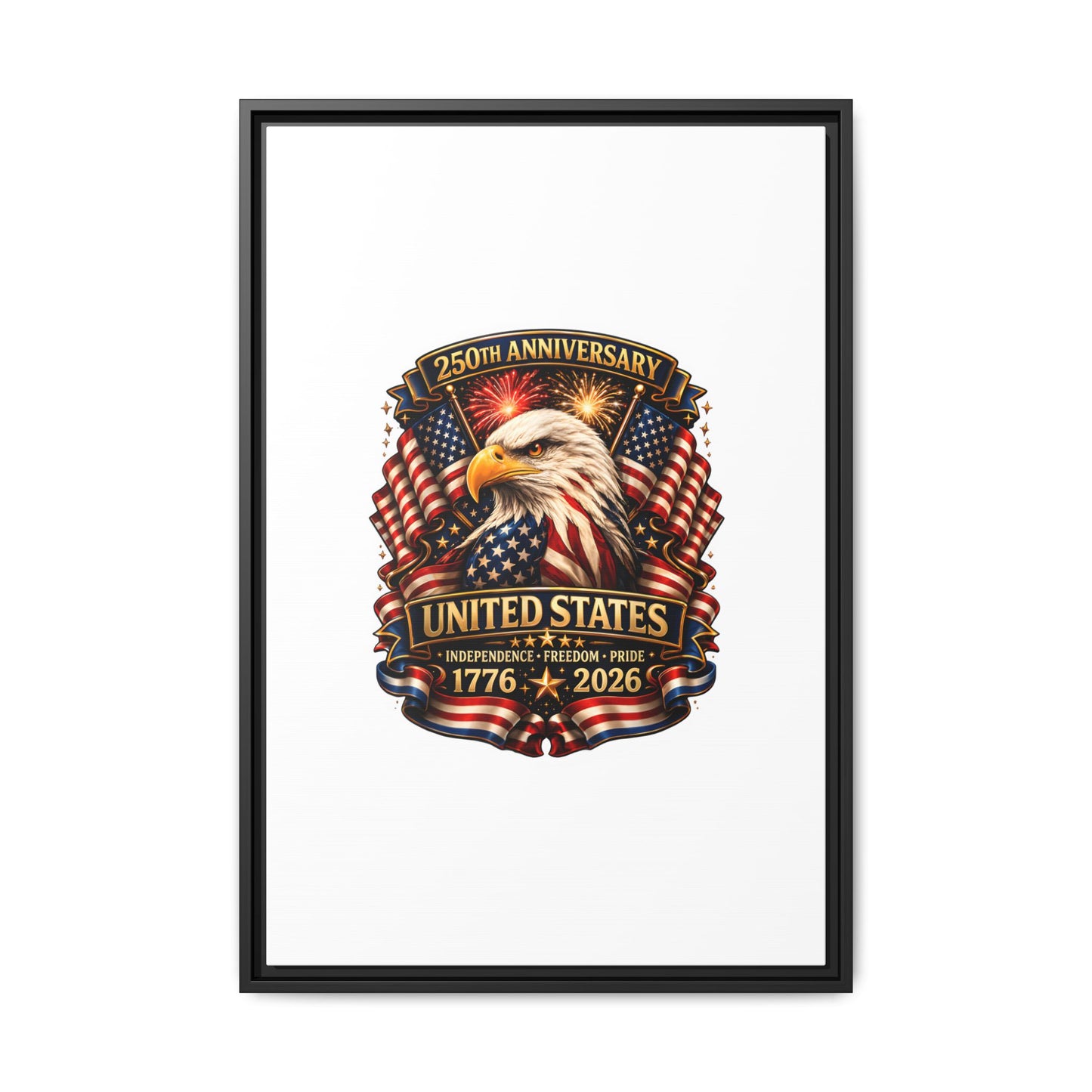 Patriotic Eagle 250th Anniversary Framed Canvas Print — United States 1776–2026