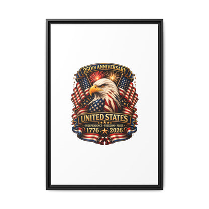 Patriotic Eagle 250th Anniversary Framed Canvas Print — United States 1776–2026