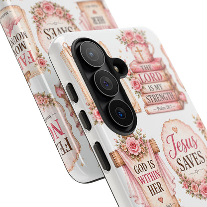 Faith Phone Case — 'Jesus Saves' Floral Christian Scripture iPhone Case