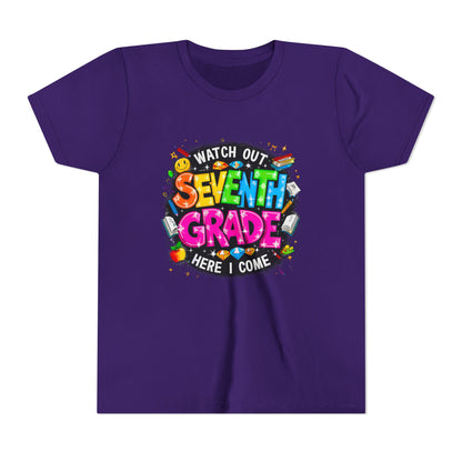 Seventh Grade Kids T-Shirt – “Watch Out Seventh Grade Here I Come” Back-to-School Tee