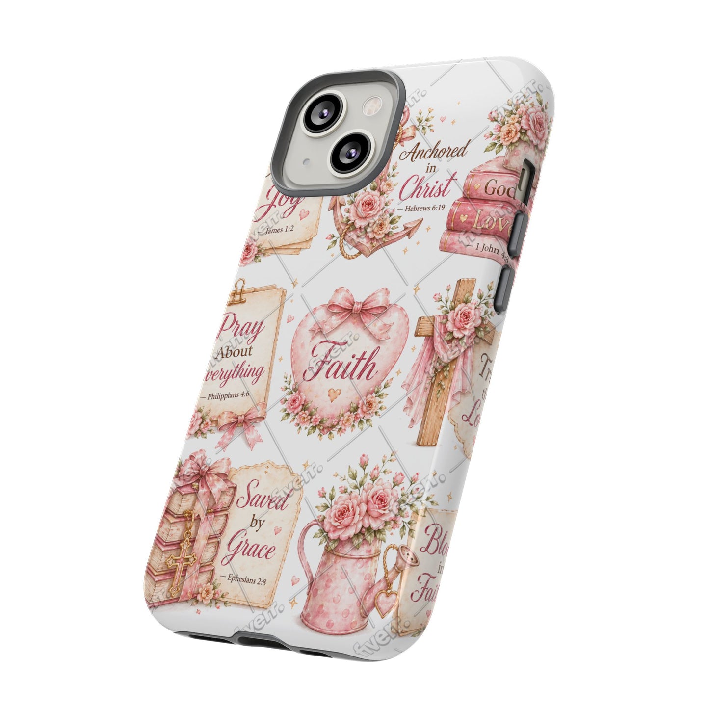 Faith Floral Phone Case – Christian Inspirational Scripture iPhone Cover (Choose Joy, Pray, Faith)