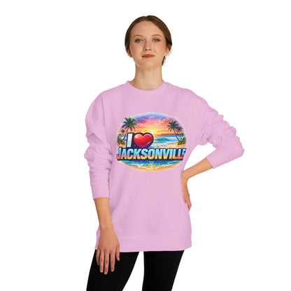 I Love Jacksonville Sweatshirt — Vintage Sunset Beach Crewneck