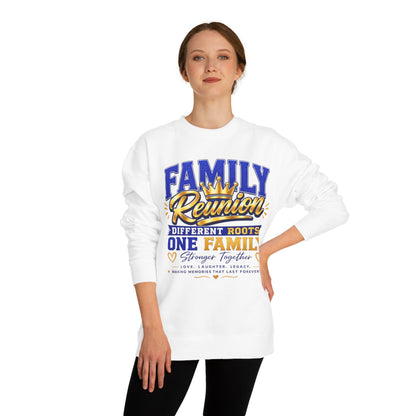Family Reunion Crewneck Sweatshirt — "Different Roots, One Family" Graphic