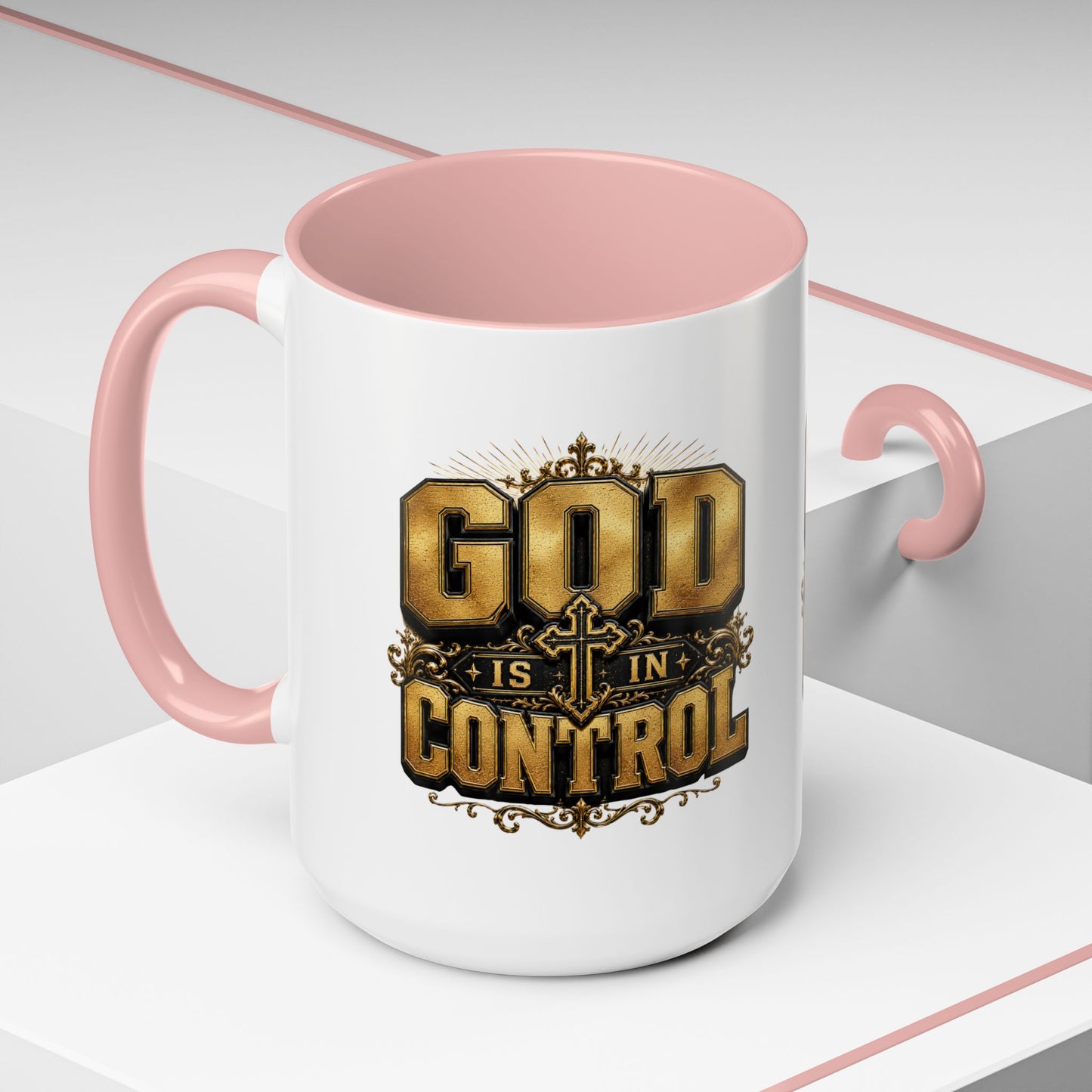God Is In Control Accent Coffee Mug – Inspirational Christian Religious Coffee Cup