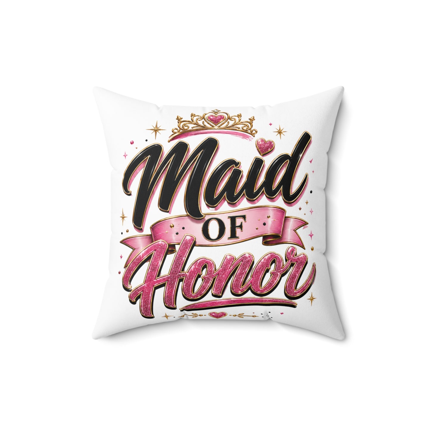 Maid of Honor Decorative Pillow - Pink Crown Bridal Gift