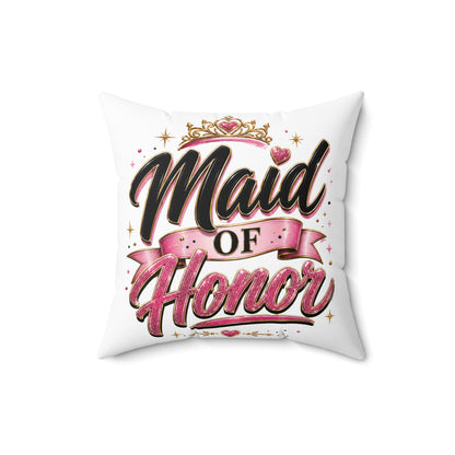 Maid of Honor Decorative Pillow - Pink Crown Bridal Gift