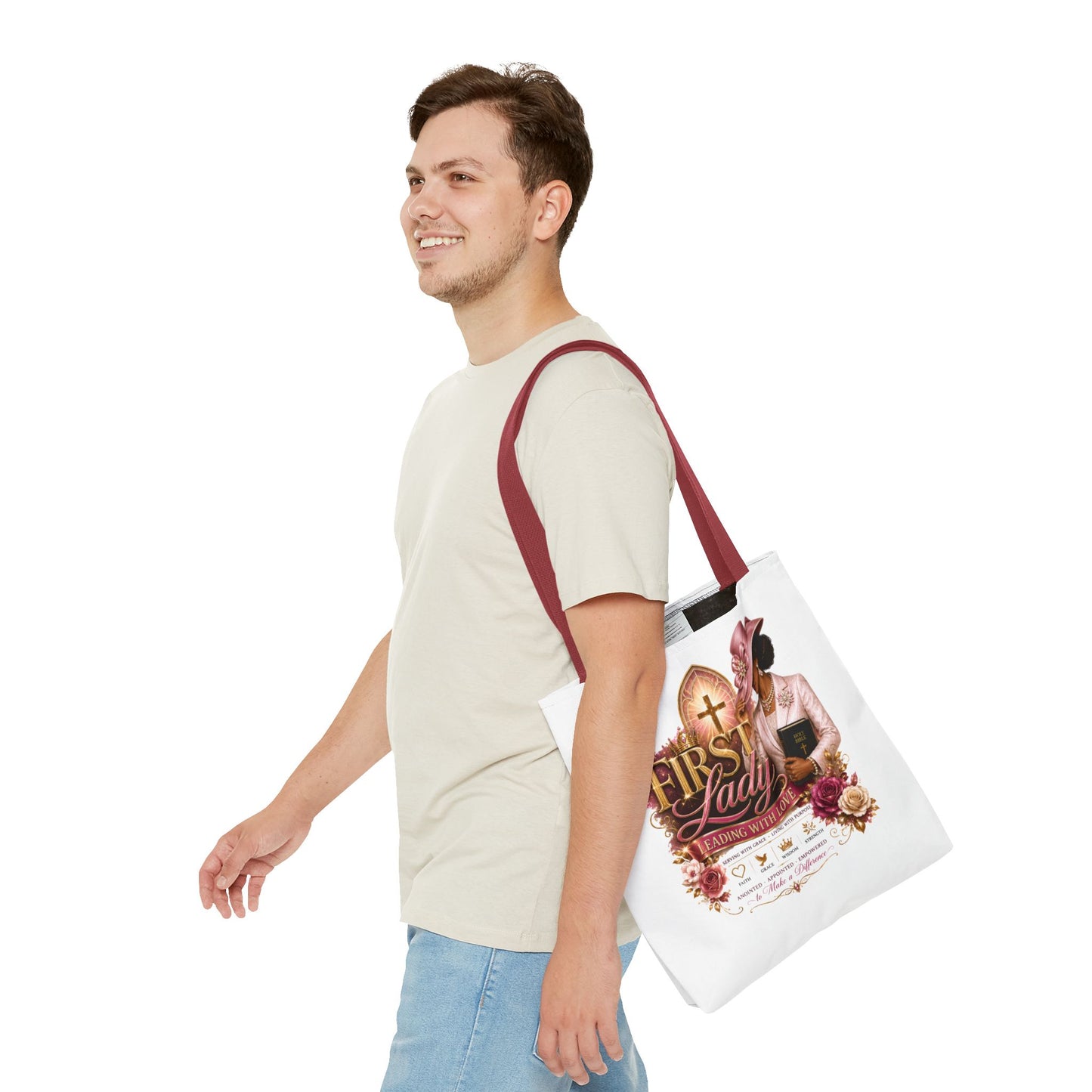 First Lady Tote Bag — Faithful Church Lady Floral Churchgoing Purse