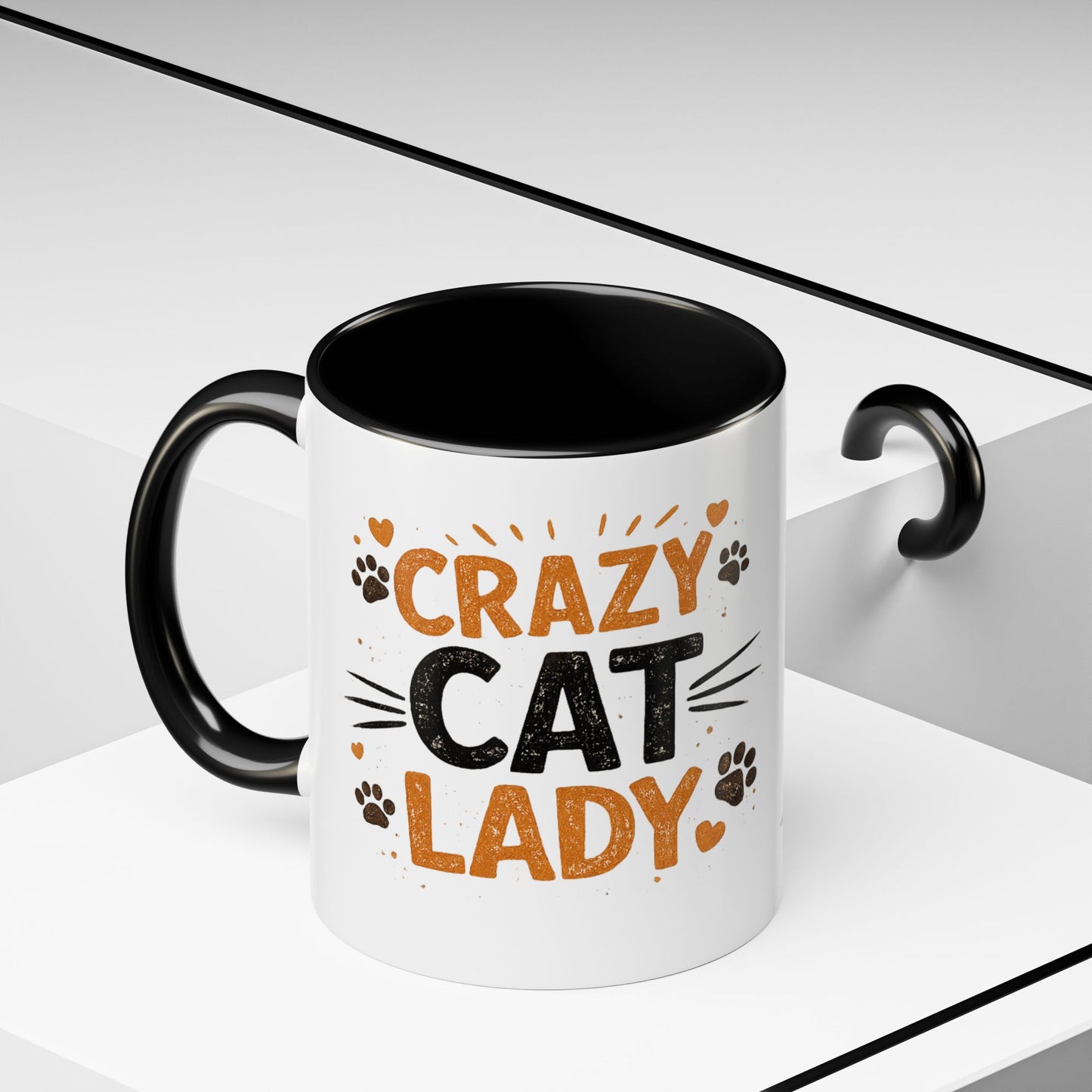 Cat Mug — "Crazy Cat Lady" Cute Kitten Accent Coffee Mug (11/15 oz)