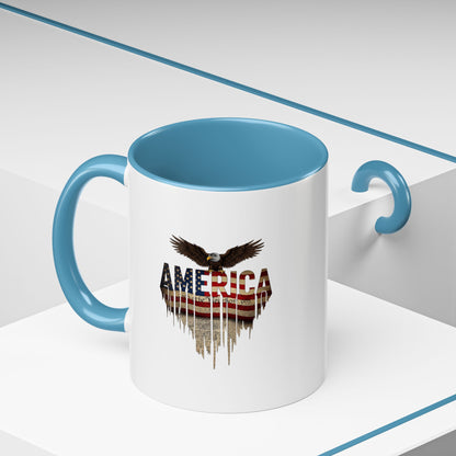 America Eagle Flag Accent Coffee Mug – Patriotic 11/15oz Ceramic