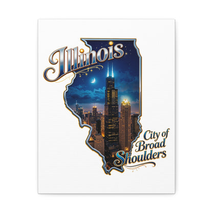 Illinois Canvas Wall Art — "City of Broad Shoulders" Chicago Skyline Stretched Canvas