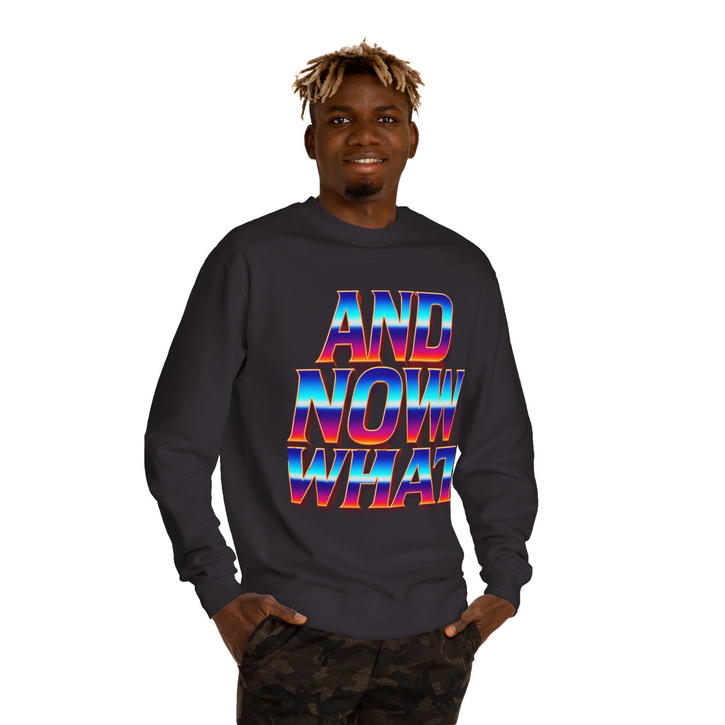 And Now What Sweatshirt — Retro Gradient Statement Crewneck